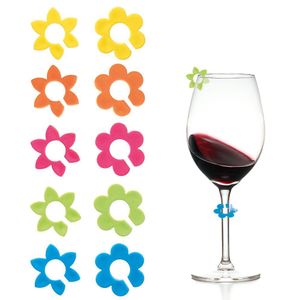 Orion Marker Markierer für Gläser Trinkgläser Weingläser Glasmarker Glasmarkierer Blumen bunt, 10er-Set