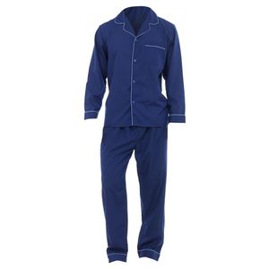 Herren Schlafanzug / Pyjama, Langarm, unifarben N510 (M) (Marineblau)