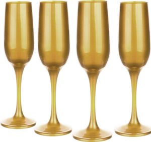 GLASMARK® Gold Sektgläser 4-Set 200ml Große (max. 220ml) 4 Stück Champagner-Gläser Prosecco Champagnergläser  - Hochwertige Qualität