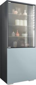 Vladon Vitrine Granada,  Germany, Vitrinenschrank mit Glastür und Glaseinsatz, Anthrazit matt/Denim matt (50 x 122,5 x 34,5 cm)