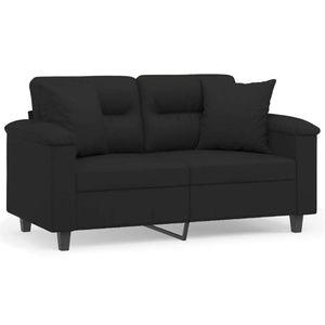 vidaXL 2-Sitzer-Sofa mit Kissen Schwarz 120 cm Mikrofasergewebe
