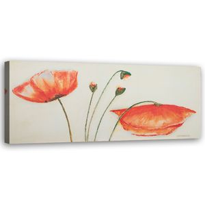 Feeby Leinwandbild auf Vlies Rote Mohnblumen 150x50 Wandbild Bilder Bild