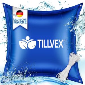 tillvex® bazénový polštář zimní XXL 120x120cm modrý | vzduchový polštář včetně opravné sady | zimní polštář s bezpečnostním ventilem | bazénový polštář bazénový potah polštář dvojitý šev