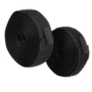 mumbi Klettband zum Nähen, Klett bestehend aus Haken und Flausch zum Aufnähen, Klettverschluss 20mm x 2 Meter, Schwarz