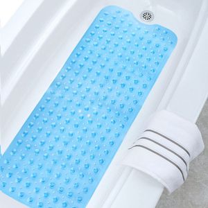 Badewannenmatte ,100x40cm Extra Lange Badewannenmatte rutschfeste für Familie/Baby, Hautfreundlich Antibakterielle Badematte mit 200 Saugnäpfen, Badezimmermatte Maschinenwaschbar (Blau)