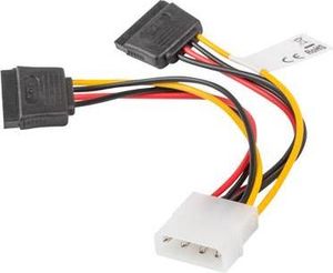 Kabel zasilający Lanberg Molex(M) -> 2x SATA(F) 0,15m