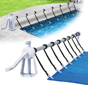 Aufrollsystem 1,05m - 6,15m Pool Aufroller für Poolfolie Mobiles Aufrollvorrichtung inkl. 8 Clips Poolaufroller für Poolplane & Abdeckung, Typ-B CEEDIR