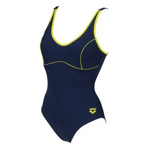 arena Badeanzug für Damen mit Bustier und MaxLife Material, Farbe:blau-lime, Größe:42