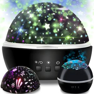Projektor Sternenhimmel Nachtlicht LED 360°Projektionslampe Fernbedienung WasserwellenParty Spielzeug Rotierend Lampe Kinder Baby Farbwechsel Retoo