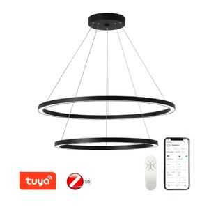 Inteligentné závesné svetlo Immax NEO FINO 2 kruhy, 60+80cm, 93W, čierna, Zigbee 3.0