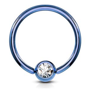 viva-adorno 1,6x12x5mm Universal Piercing Ring BCR Kristall Lippenring Klemmring Septumpiercing Brustpiercing Chirurgenstahl Z294, Blau klar