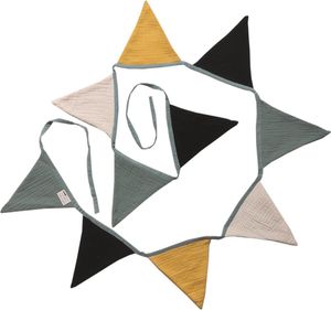 HOME DELUXE - Wimpelkette Musselin LINDO - Farbe: Khaki, 210 x 13,5 cm, Girlande mit 10 dreieckigen Flaggen I Kinderzimmerfahne Kinderzimmerwimpel