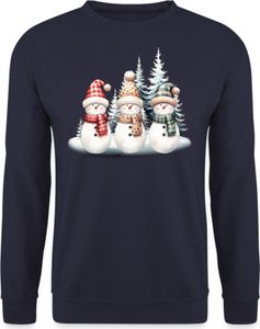 Schneemänner - Weihnachten Nikolaus Weihnachtsgeschenk Uni Pullover, Navy Blau, XXL