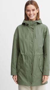 b.young BYASTO Damen Übergangsmantel Parka Lange Jacke Regenjacke mit Kapuze mit Knopfleiste seitliche Eingrifftaschen
