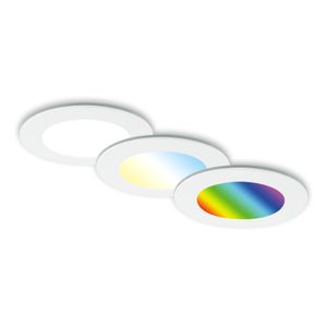 Briloner Leuchten FUNGO COLOR LED 3er Set Einbauleuchten 3x LED Fernbedienung Dimmbar 4,8 W 450 lm Kunststoff Weiß