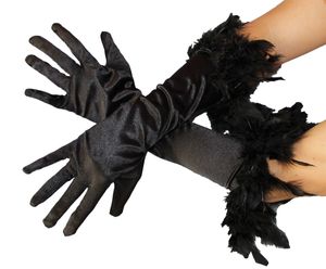 Federhandschuhe Handschuhe Feder schwarz Handschuhe schwarze 20er Jahre Edel Federn Glamour