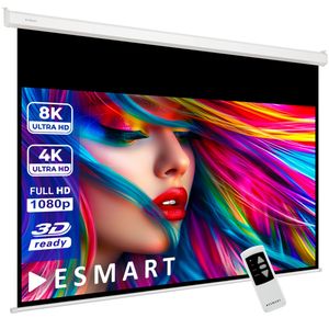 ESMART Professional MIMOTO | Motorleinwand | 332 x 187 cm (150") 16:9 | Programmierbare Fernbedienung | Vollmaskierung | Heimkino elektrische Beamer Projektionsleinwand Motor Leinwand LCD LED
