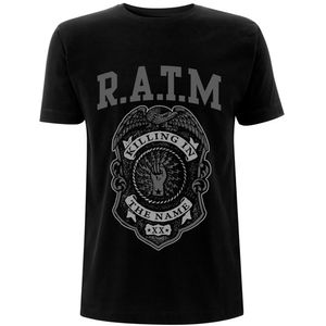 Rage Against the Machine - "Police Badge" T-Shirt für Herren/Damen Unisex RO8079 (M) (Schwarz)