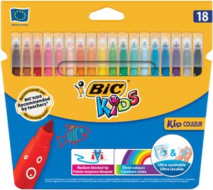 Pióra kulkowe BIC KIDS Kid Couleur średnie 18 sztuk w kartonowym opakowaniu