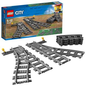 LEGO 60238 City Zwrotnice, Zestaw Kolejowy dla Dzieci, Kompatybilny z Pociągiem Pasażerskim LEGO 60337, Prezent na Urodziny lub Mikołaja dla Chłopców i Dziewczynek od 5 lat