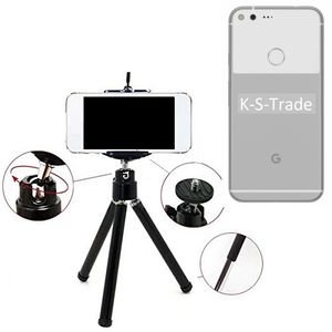 K-S-Trade Smartphone Stativ Dreibein kompatibel mit Google Pixel XL  Tripod aus Aluminium Klemmstativ Stativ Adapter für Mobiltelefone schwarz 1x