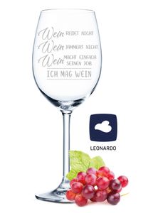 Leonardo Weinglas mit Gravur - Wein redet nicht, Wein jammert nicht - Geschenk für Hobby-Sommelier & Weinliebhaber - Wei