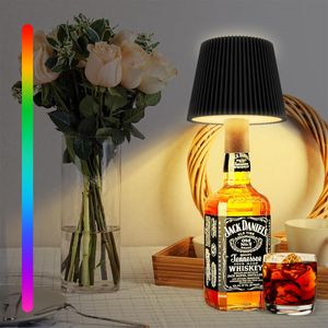 7MAGIC LED Akku Tischleuchte Dimmbare Flaschenlampe, Tischlampe Aufladbar 8 Farben RGB mit 4000 mAh, IP54 Kabellose Touch Tischlampe für Innen und Außen, Wasserdichte für Outdoor Bar Tisch Deko