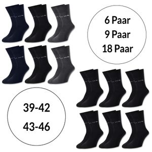 Pierre Cardin® 6 - 9 oder 18 Paar Socken Business Strümpfe Herren Damen Herrensocken Baumwolle, Farbe:gemischt, Größe:18x 43-46