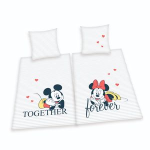 4tlg Disney Mickey & Minnie Mouse Partner Bettwäsche Baumwolle Bettwäscheset Set
