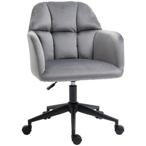 Kancelářská židle Vinsetto s kolečky, výškově nastavitelná kancelářská židle, ergonomická otočná židle se sametovým vzhledem, nosnost až 120 kg, do obývacího pokoje, pracovny, šedá barva