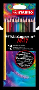 Aquarell-Buntstift - STABILO aquacolor - ARTY - 12er Pack - mit 12 verschiedenen Farben