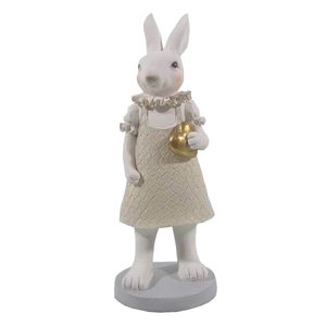 Clayre & Eef Figúrka králika 9x8x20 cm biela polyresinová