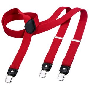 DonDon® Herren Hosenträger schmal 2,5 cm – 3 Clips in Y-Form – elastisch und längenverstellbar rot