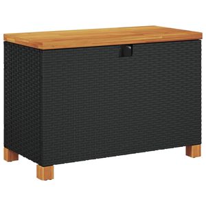 vidaXL Zahradní box na polštáře černý 80x40x48 cm polyratan akátové dřevo