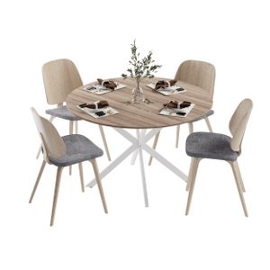 TWSOUL Esstisch Runder Hölzerner Küchentisch Retro Industrieller Esszimmertische,120cm,weiss