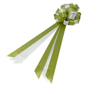 Oblique Unique Geschenkschleife mit Geschenkband Groß Deko Schleifen - grün weiß