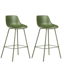 BELIANI Sada 2 barových stoličiek zelené plastové sedadlá kovové nohy barové stoličky k pultu