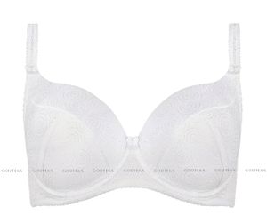 Gorteks Damen Bügel-BH Push-Up gepolstert mit dezentem Muster, Größe:70H, Farbe:Weiß
