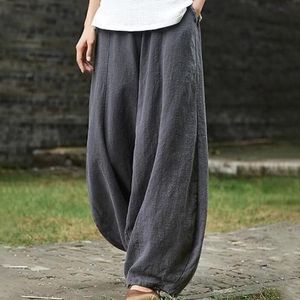 Lässige Weite Haremshose Aus Baumwolle Und Leinen Für Damen Weite Hose In Übergröße​​,Farbe:Gray,Größe:3Xl