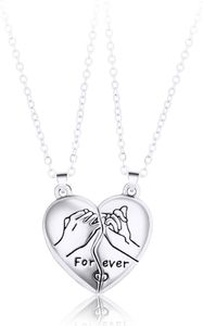 Bixorp Friends BFF Necklace for 2 Heart with Magnetic Pinky Promise - Silver - Nejlepší náhrdelník přátelství Dárek přátelství pro dva