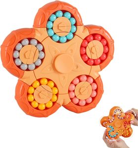 Magisches Bohnen-Puzzlespielzeug, zehnseitiges magisches Bohnen-Rotations-Zauberwürfel-Spielzeug,Geburtstagsgeschenk für Jugendliche und Erwachsene（Orange）