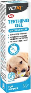 VetIQ Doggy Teething Gel, 50 g, lindert el Schmerzen de Zahnfleisch, reduziert unerwünschtes Kauen beim Zahnen, enthält Öle de Kamille, Pfefferminze und Nelke, beseitigt el Atem de Hunde und Welpen ab de 4 Wochen