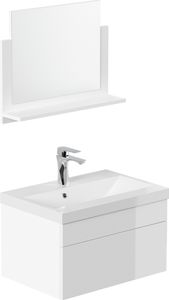HOME DELUXE - Badmöbel-Set - WANGEROOGE weiß - Medium - inkl. Waschbecken und komplettem Zubehör - Breite Waschbecken: ca. 60 cm I Badezimmermöbel Waschtisch Badmöbelset