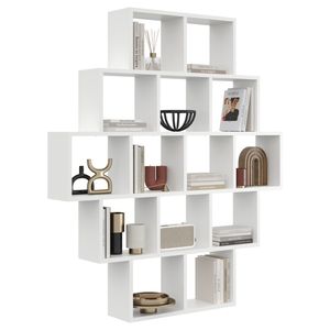 Bücherregal Weiß 136x120 cm – modernes Regalwand-Design – offenes Regal für Wohnzimmer, Kinderzimmer, Büro – stilvolles Wandregal