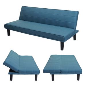 Schlafsofa HWC-J17, Couch Klappsofa Gästebett Bettsofa, Schlaffunktion Stoff/Textil  türkis-blau