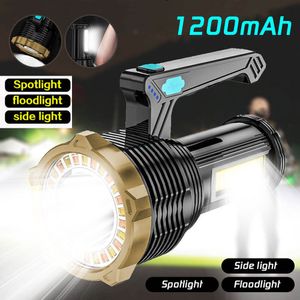 Handscheinwerfer Wiederaufladbare Leistungsstarke LED Taschenlampe Superhelle USB Campinglampe IP44 Wasserdicht