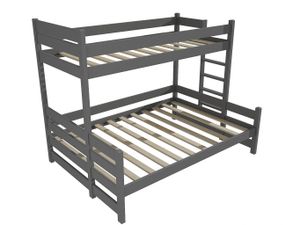 Patrová postel s rozšířeným spodním lůžkem PPS 003 (Rozměr: 90/140 x 200 cm, Umístění žebříku: vpravo, Barva dřeva: barva šedá)