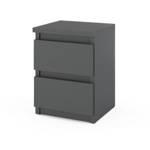 FURNICA - GABRIEL - Nočný stolík - Nočná skrinka s 2 zásuvkami - antracitovo sivá V40cm Š30cm D30cm