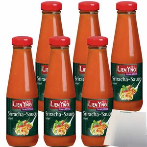 Lien Ying Thai Style Sriracha-Sauce scharf 6er Pack (6x200ml Flasche) + usy Block
