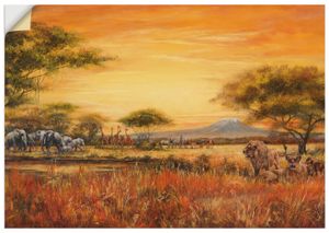 ARTland Wandbild, selbstklebend Afrikanische Steppe mit Löwen Größe: 100x70 cm